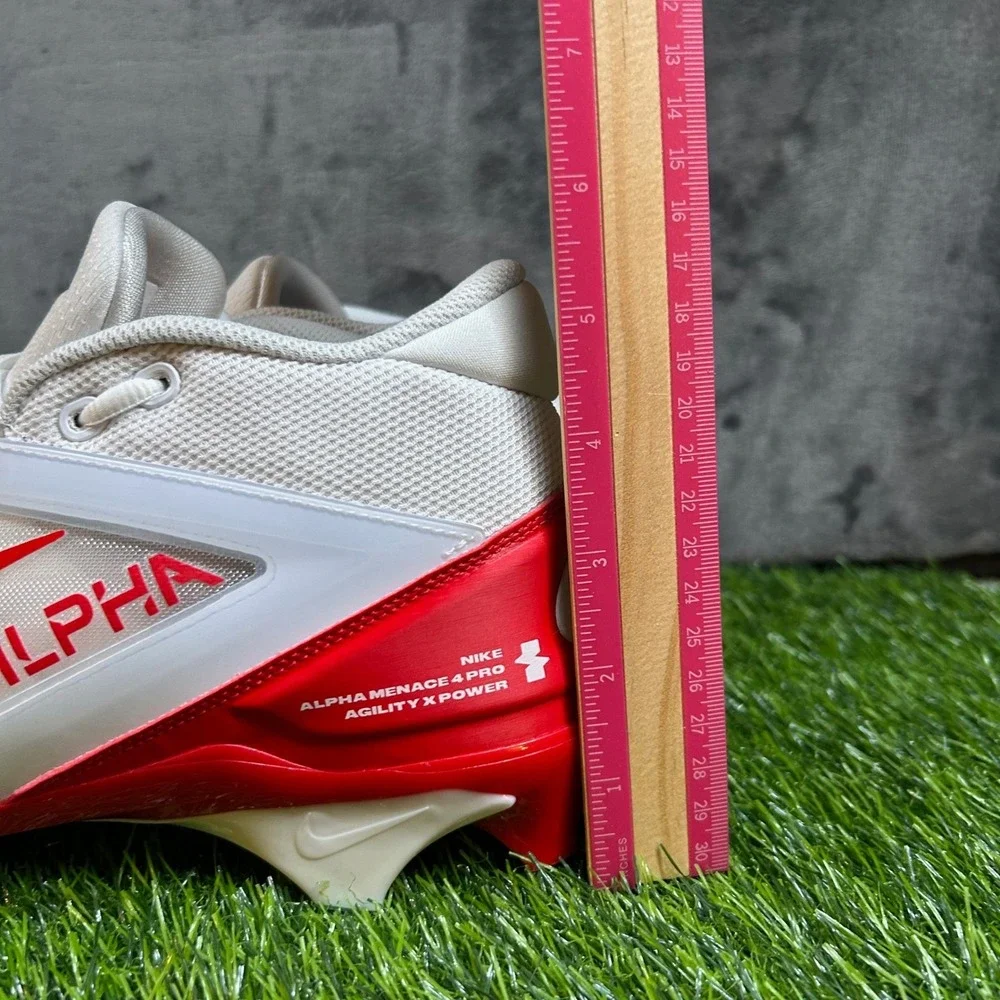 Nike Alpha Menace 4 Pro Football Cleats Mens Size 10 White Red Agility Power
